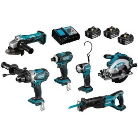 1 Pack 6 outils sans-fil MAKITA DLX601- 18V Li-ion - 3 batteries 3,0 ah - sac