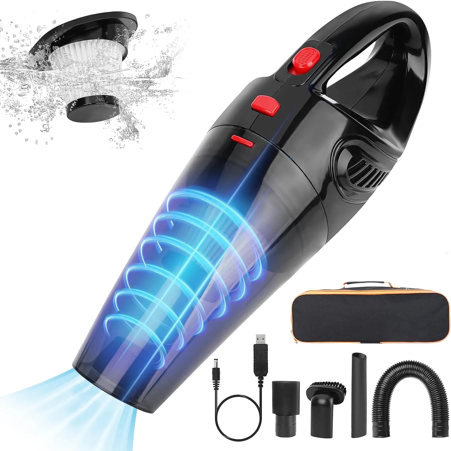 Aspirateur de table sans fil rechargeable 8000PA rouge noir Vendos85 