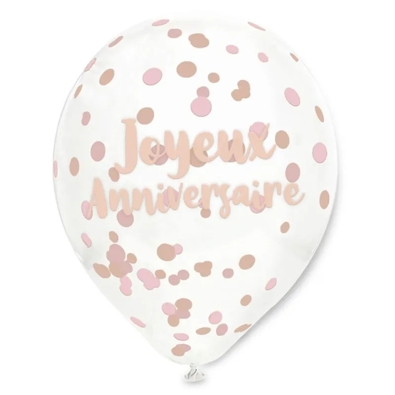 Ballon Confettis Rose Gold Anniversaire 30 cm x6