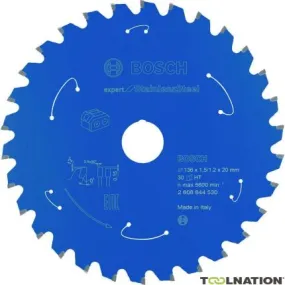 Bosch Bleu Accessoires 2608644530 Lame de scie circulaire carbure Acier inoxydable Expert pour scies sans fil 136 x 20 x T30 260