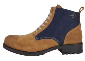Chaussures Helstons Deville cuir gold bleu, moto vintage