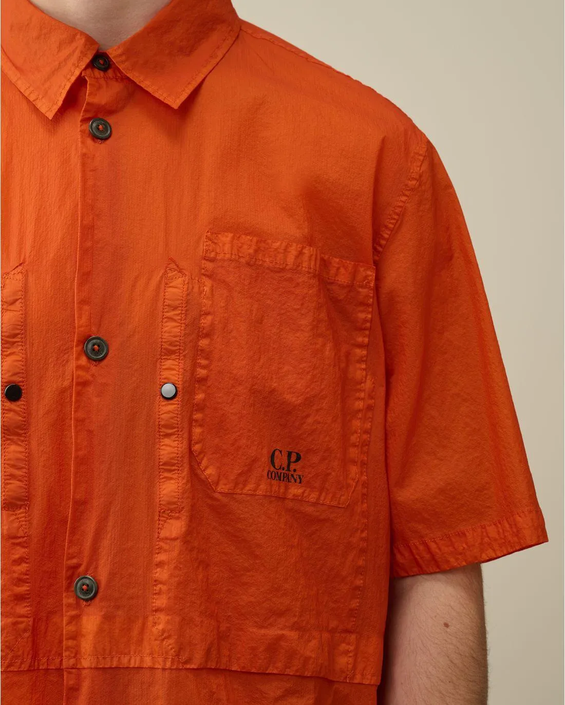 CHEMISE MANCHES COURTES GOLD FLAME ORANGE - CP Company  | Chez Maman Rouen
