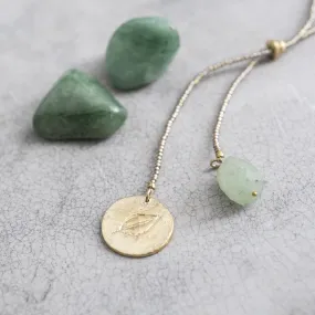 Collier Fairy Aventurine Leaf Gold