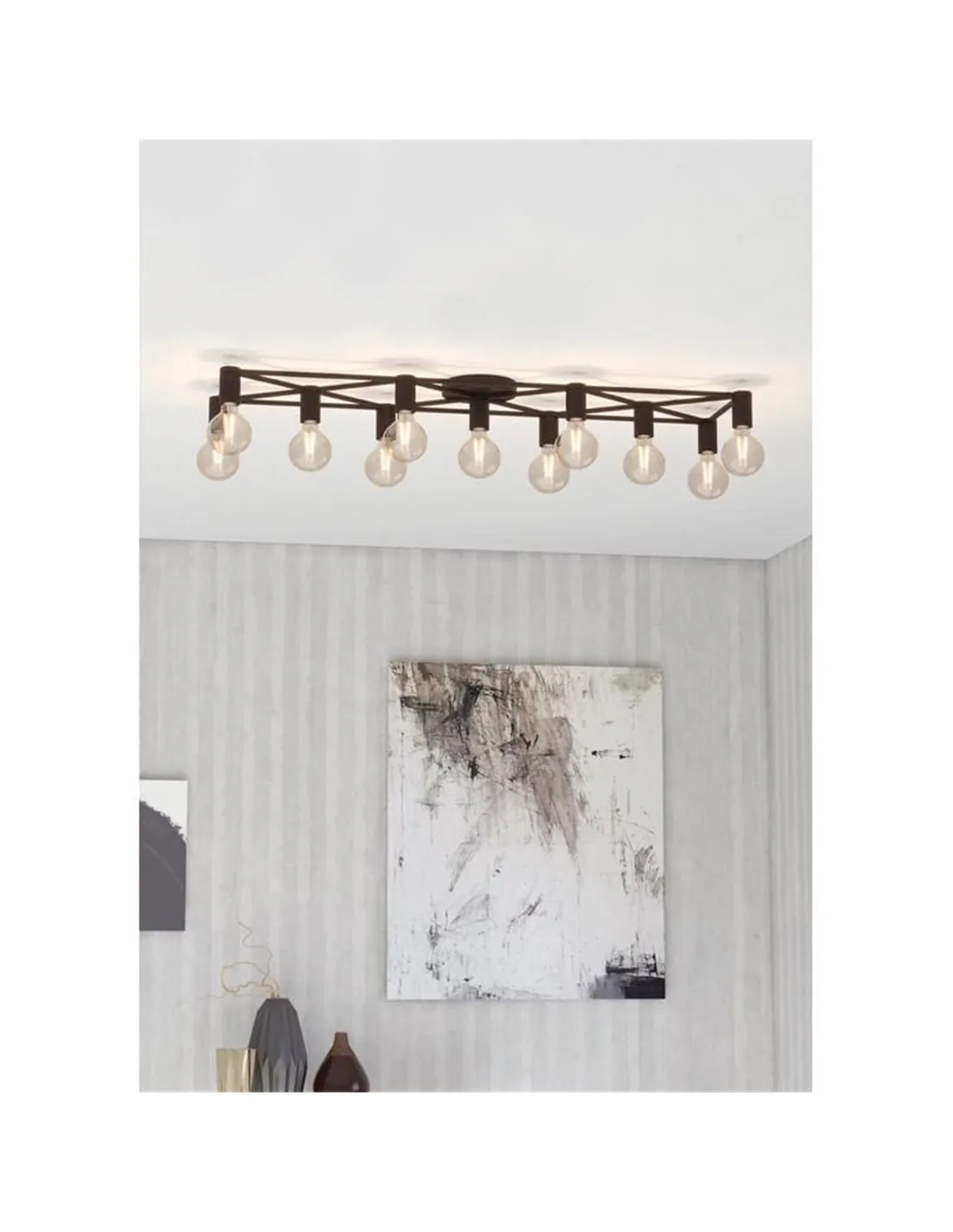EGLO SPEKE Plafonnier 11 Lumières E27 Fil Noir 156 cm
