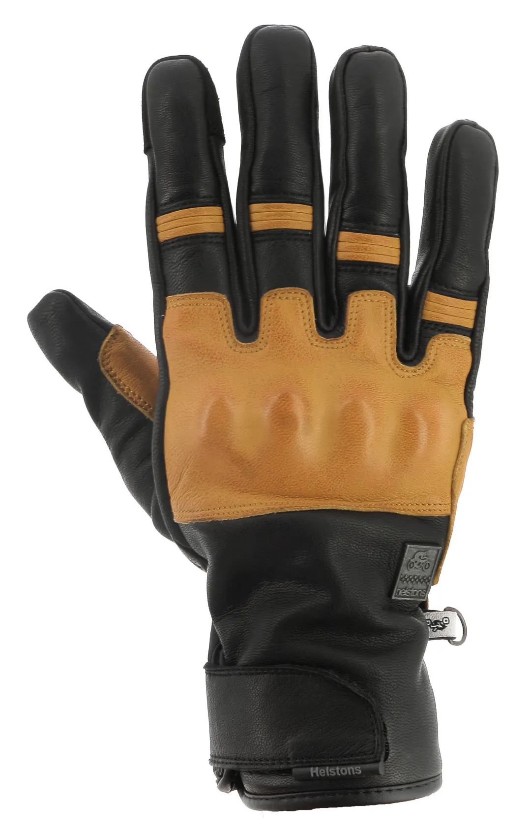 Gants Helstons Wislay hiver cuir noir gold, moto vintage, biker