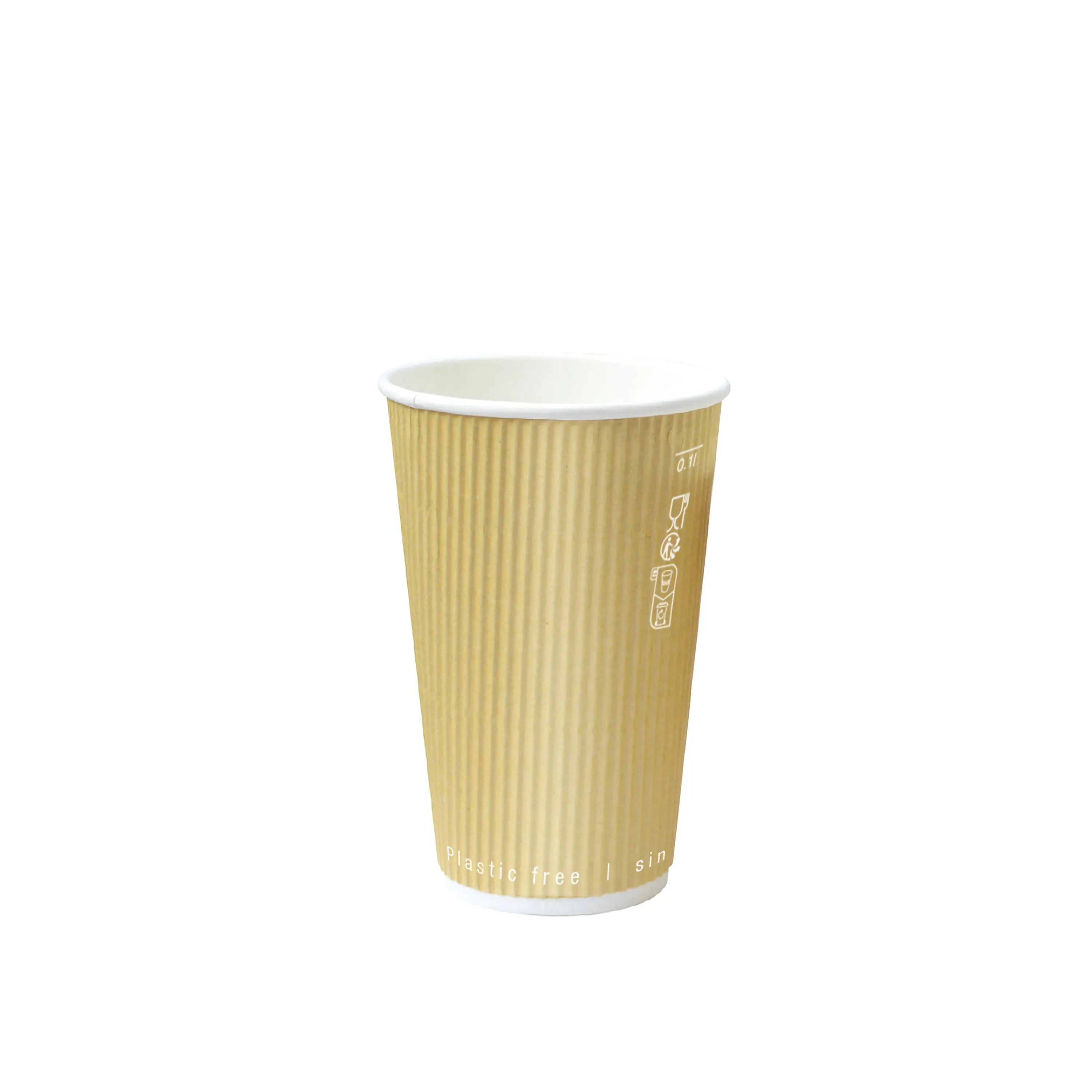 Gobelet rippley beige sans plastique - 8 cm x 5,6 cm x 9,2 cm - 25 uni 