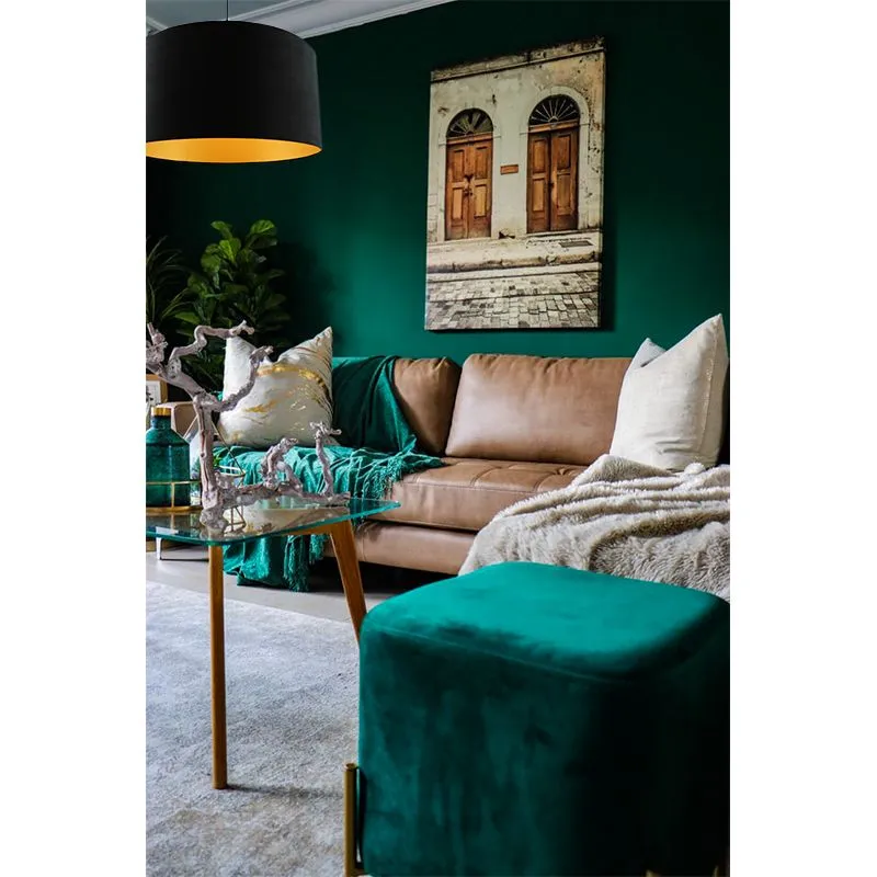 Hanglamp Urvin, zwart met goud velours, 40 cm
