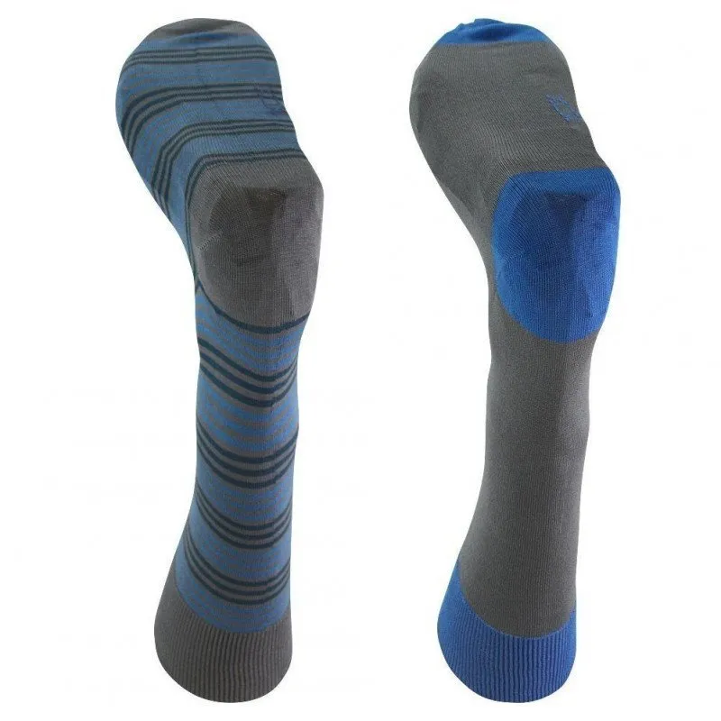 HOM 2 paires de Chaussettes Homme Fil d'Ecosse RAYURES Gris Bleu