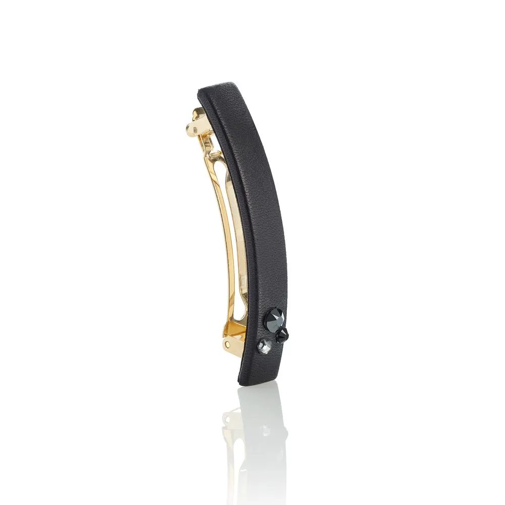 Jazzy® swarovski® gemstone & leather barrette