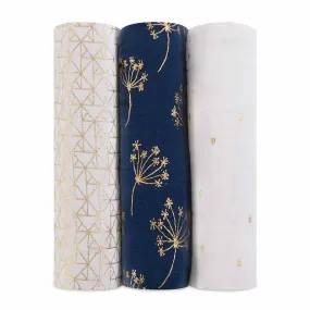 Lot de 3 maxi-langes en mousseline de coton Gold Deco