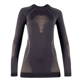 Maillot de Corps UYN Femme Cashmere Shiny 2.0 Uw L/S  Round Neck Celebrity Gold