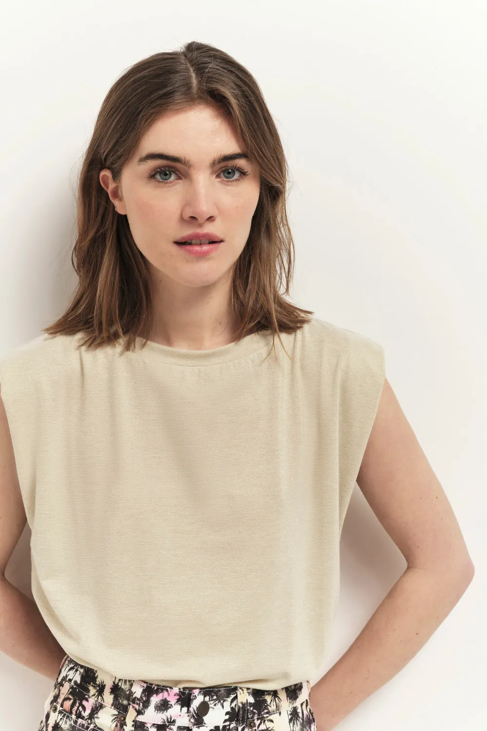 MERYL - Top light gold maille lurex