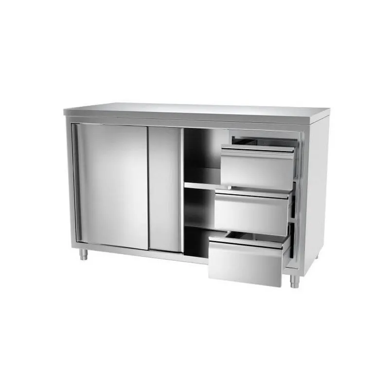 Meuble central 3 tiroirs + p. coulissantes P700
