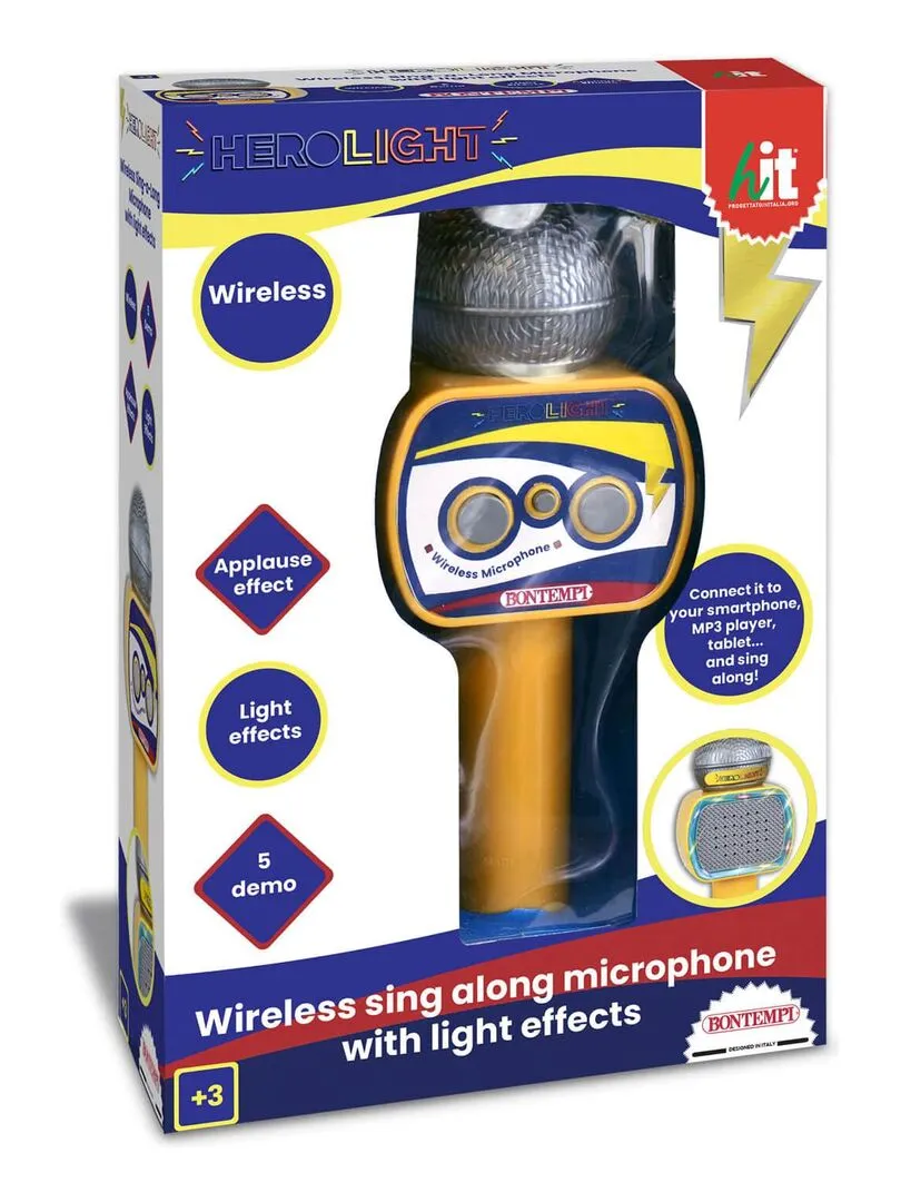 Micro avec haut parleur, connexion sans fil et effets lumineux - N/A
