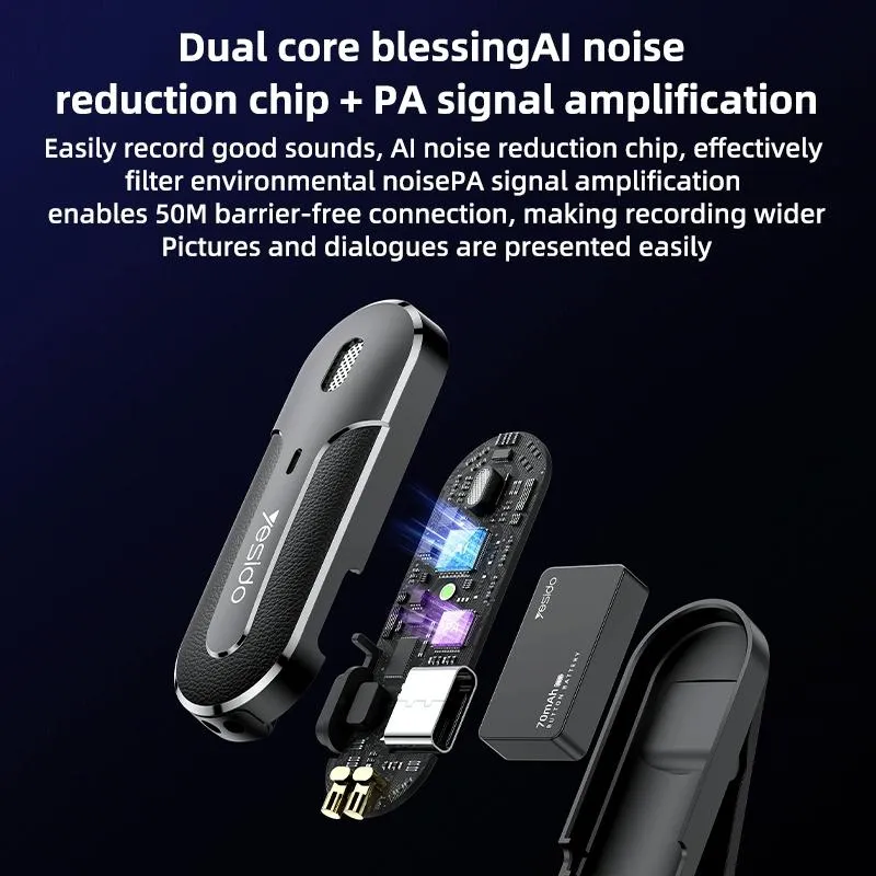 Microphone Sans Fil 2 en 1 avec Boîtier de Charge 8 Pin