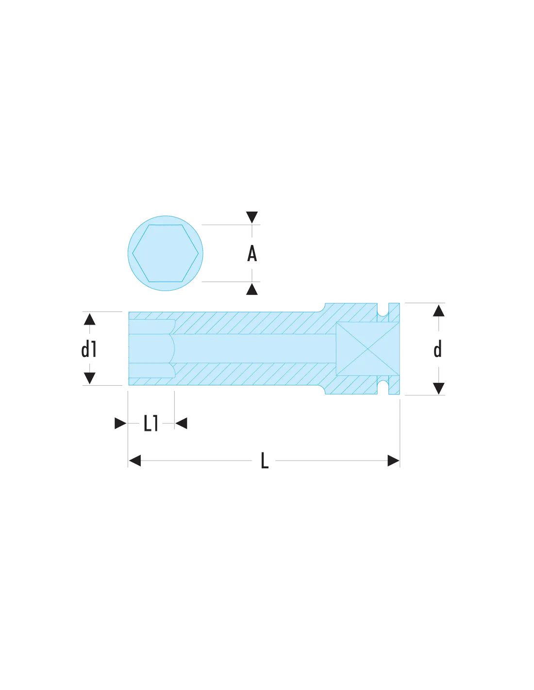 NK.LA - Douilles impact 3/4" longues 6 pans métriques - NK.34LA - Facom