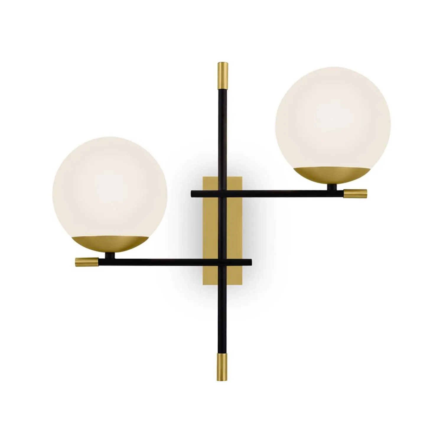 NOSTALGIA - Art deco wall light with gold and black glass balls
