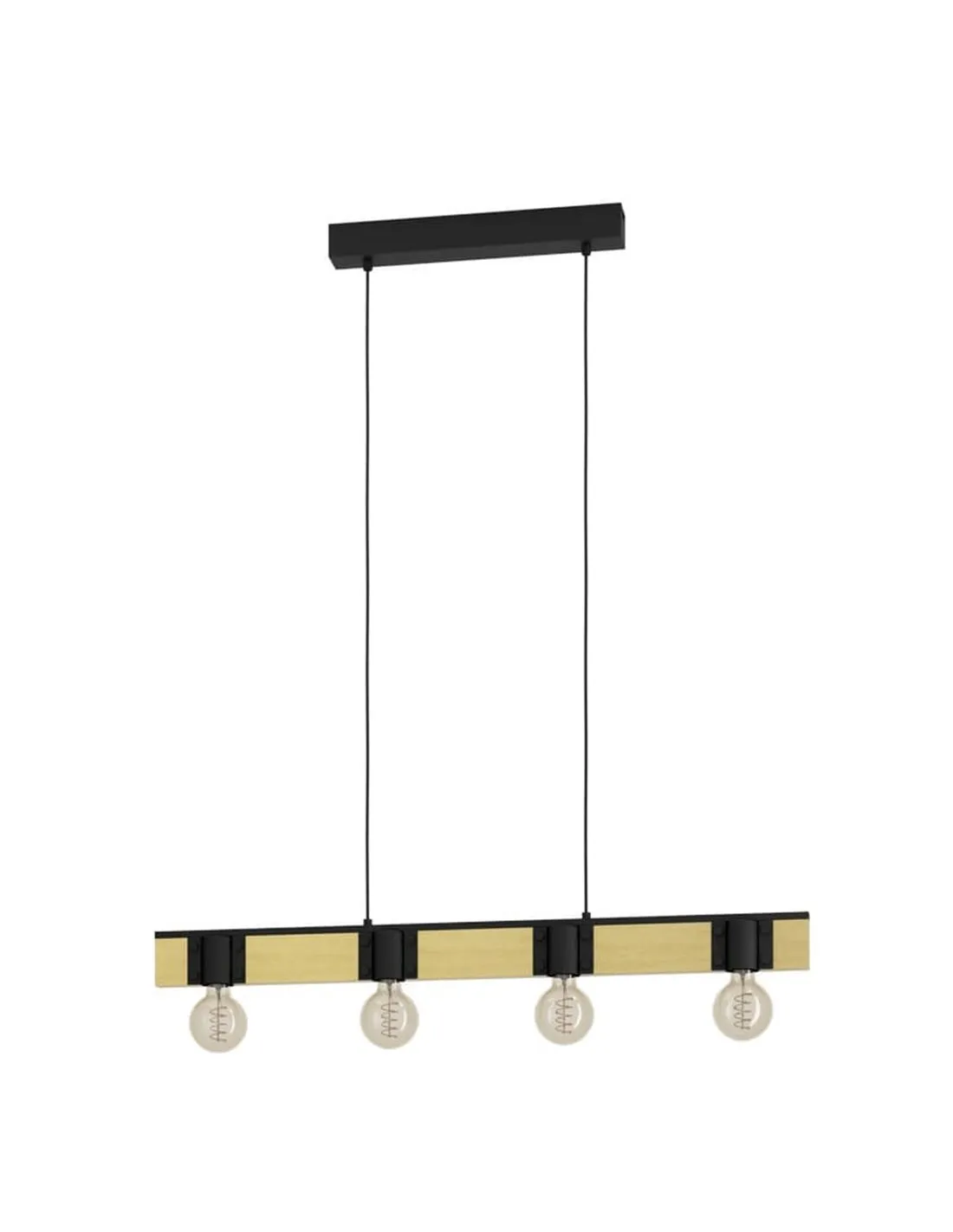 Plafonnier vintage BAILRIGG en bois et acier 4xE27 | LéonLeds