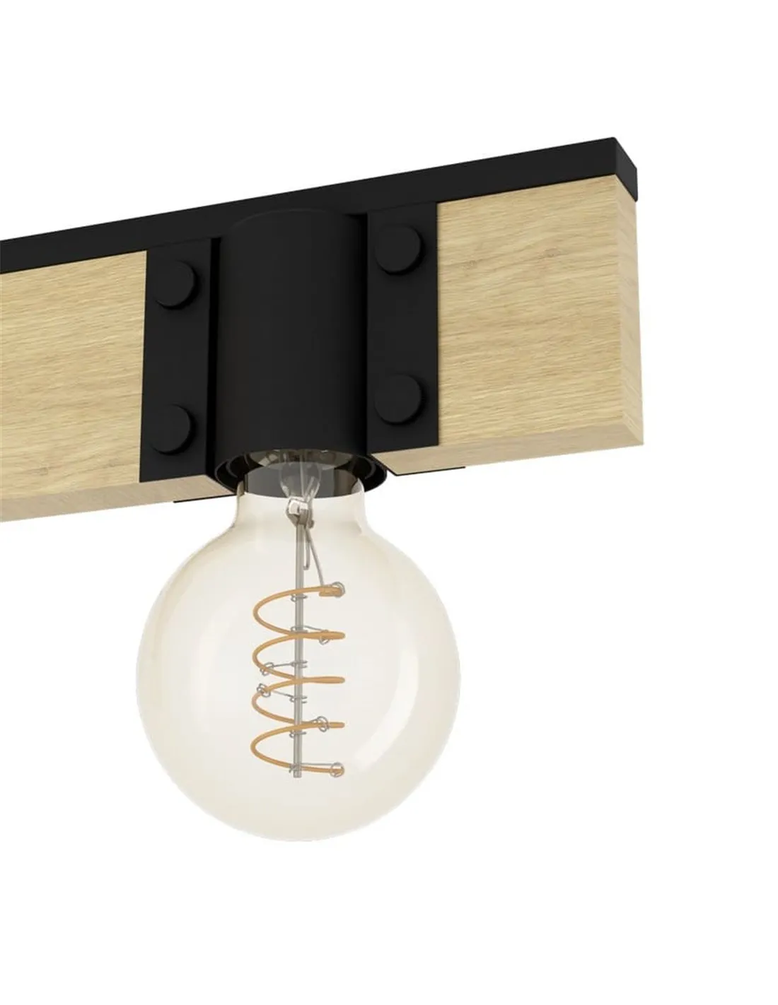 Plafonnier vintage BAILRIGG en bois et acier 4xE27 | LéonLeds