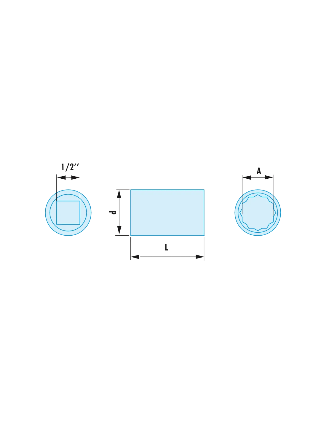 S.SR - Douilles 1/2” 12 pans en pouces ADF - S.7/16SR - Facom