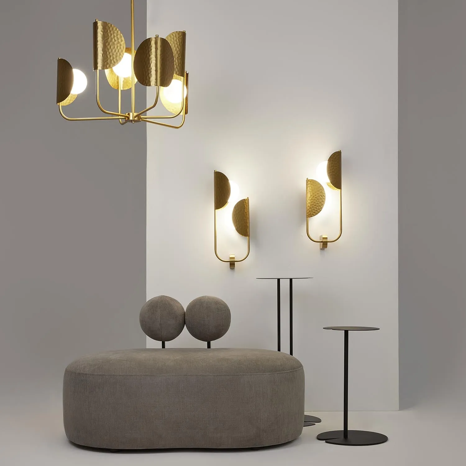 TROPIC - Art Deco hammered metal gold chandelier