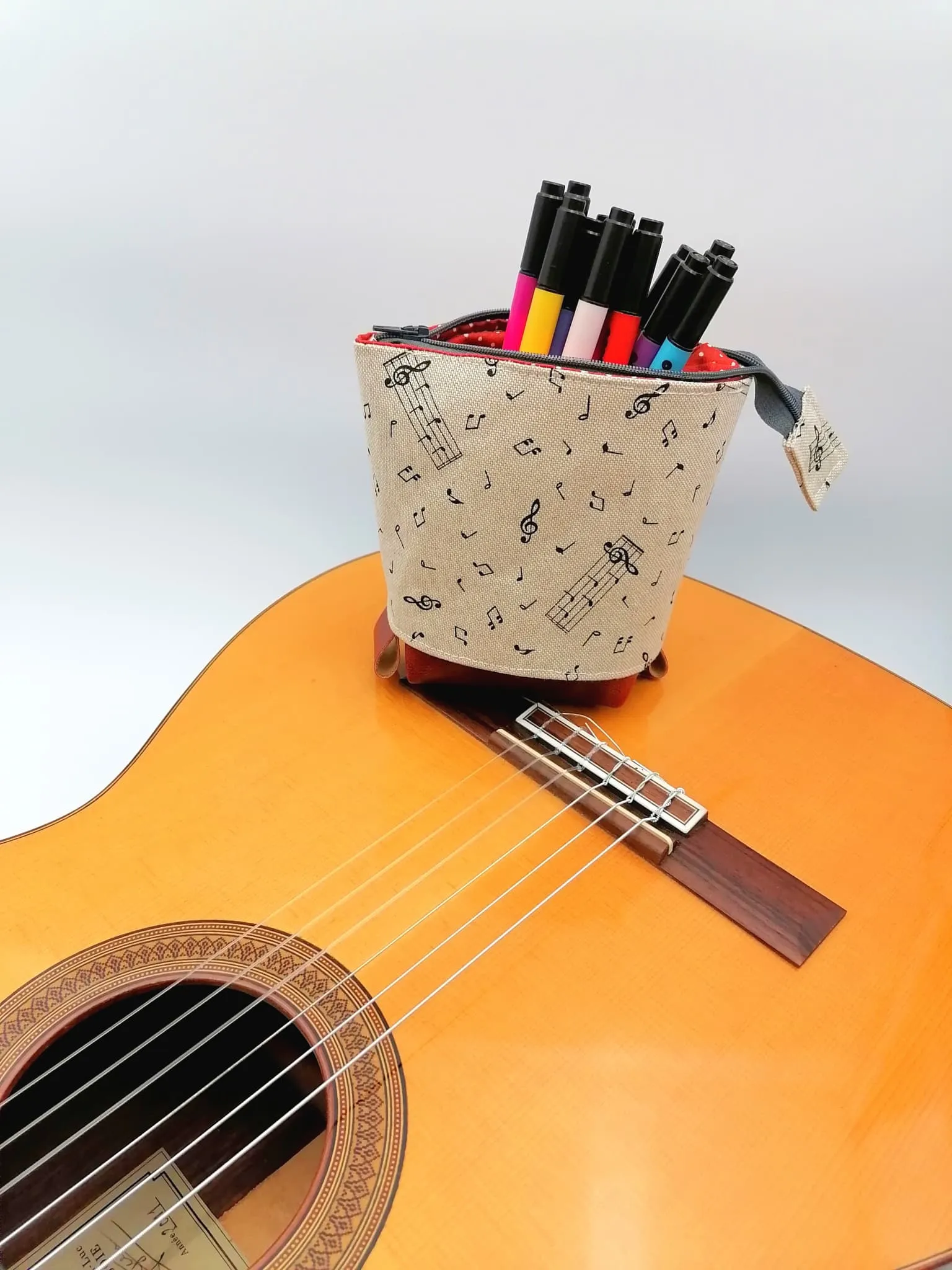 Trousse pot à crayons Notes de musique • Fil'Otablo fait main • Gironde