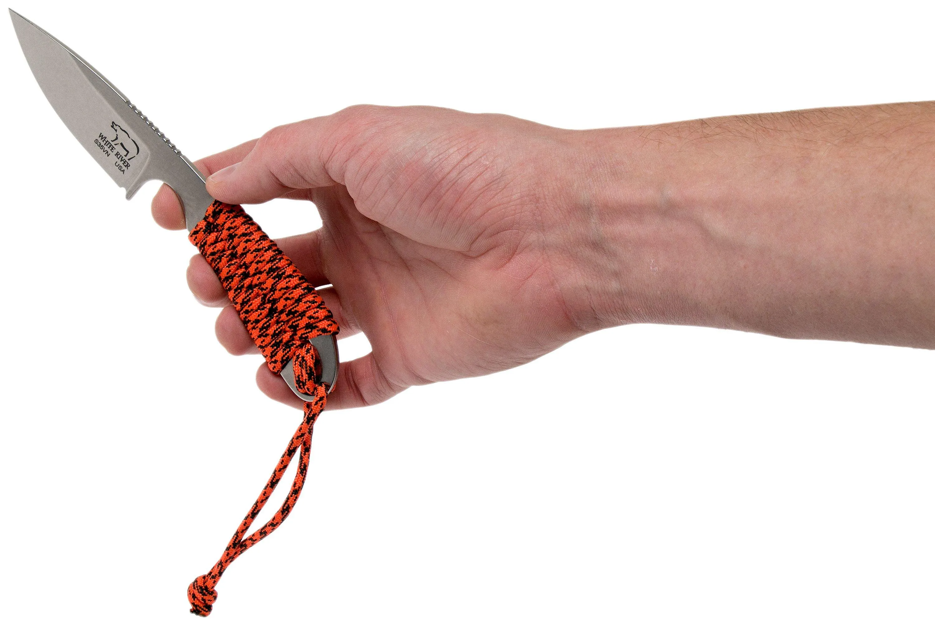 White River Knives M1 Backpacker Orange Paracord couteau de cou, étui Kydex